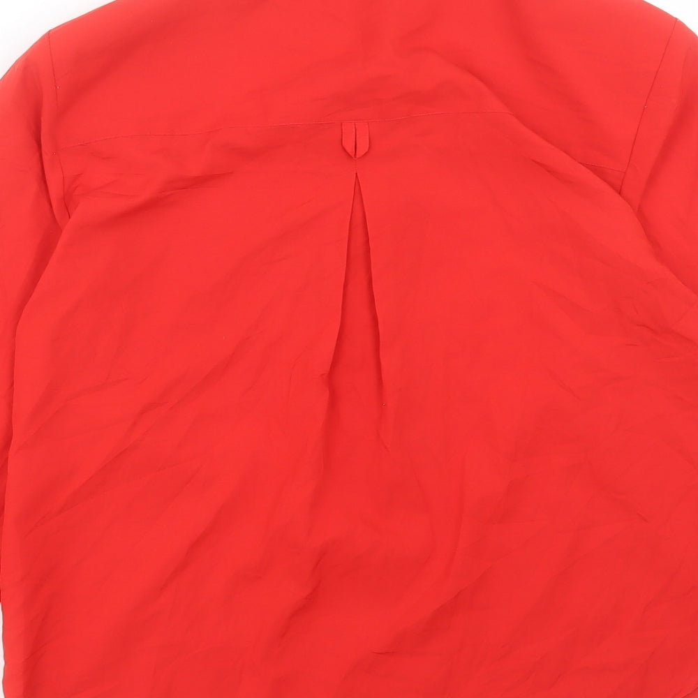 Attitudes Womens Red Polyester Basic Button-Up Size 8 Collared - Pocket Detail