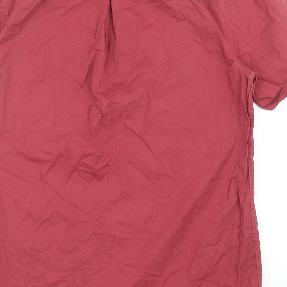 River Island Mens Red Cotton Button-Up Size S Collared Button