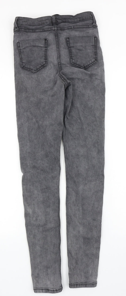 Denim & Co. Womens Grey Cotton Skinny Jeans Size 8 L28 in Regular Zip