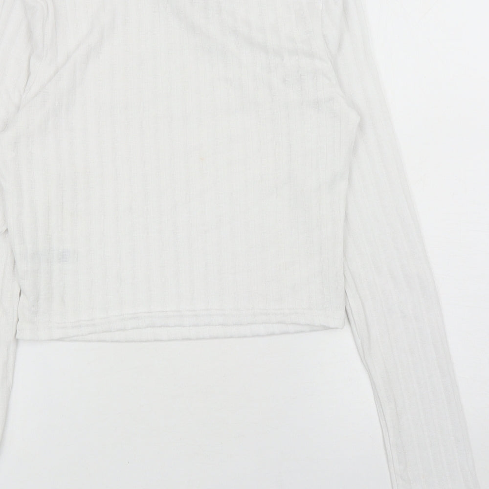 Womens UK Size 12 COLLUSION White Basic T-Shirt