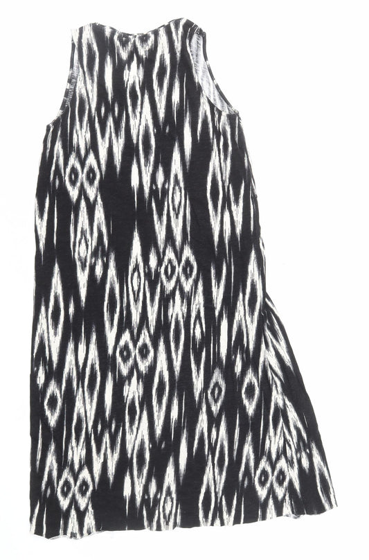 H&M Womens Black Geometric Polyester A-Line Size XS V-Neck Pullover