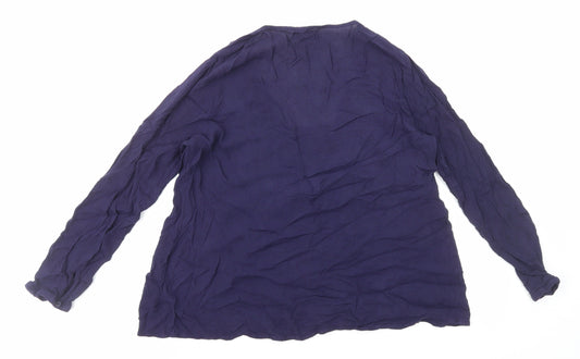 Papaya Womens Blue Viscose Basic Blouse Size 10 Square Neck