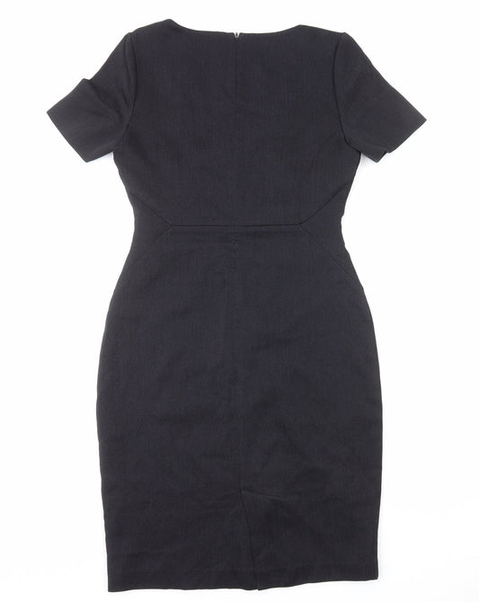 Papaya Womens Black Polyester Pencil Dress Size 10 Scoop Neck Zip