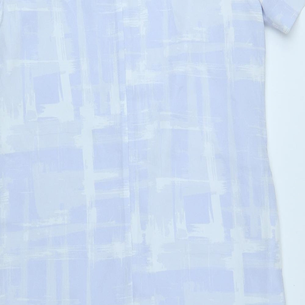 John Lewis Womens Purple Geometric Polyester Sheath Size 14 Round Neck Zip