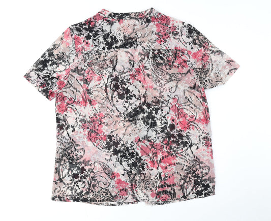Womens UK Size 18 Kaliko Pink Basic Button-Up