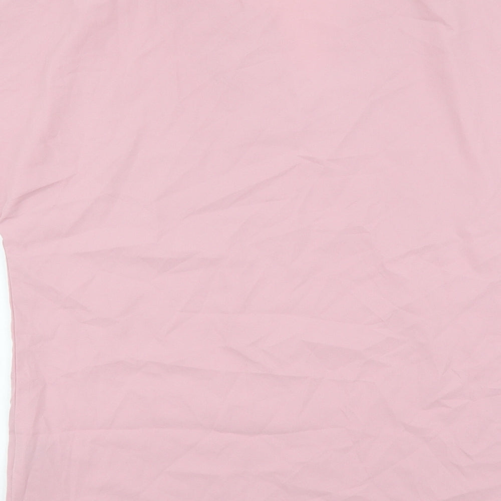 SheIn Womens Pink Polyester Basic T-Shirt Size S V-Neck