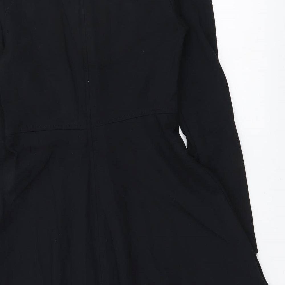 Marks and Spencer Womens Black Viscose A-Line Size 8 Round Neck Zip