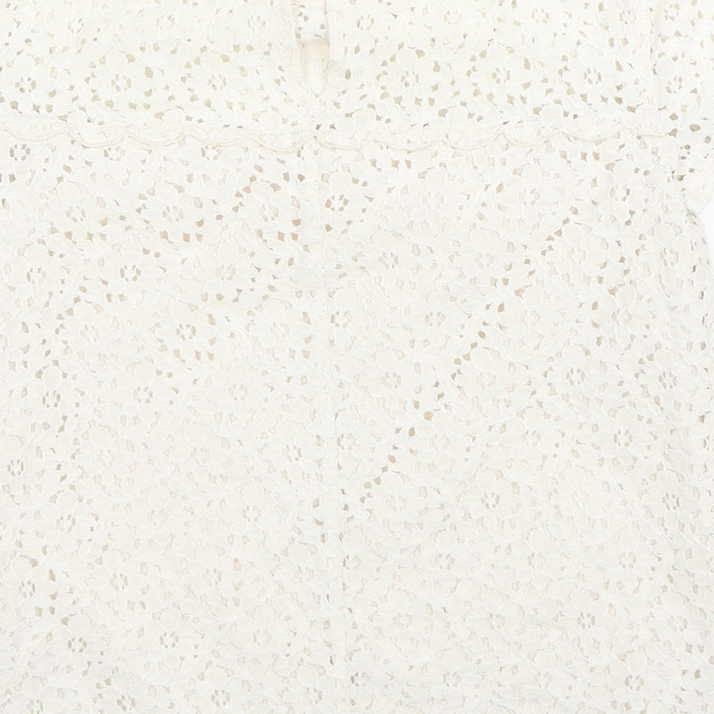 Jack Wills Womens White Floral Cotton Basic T-Shirt Size 4 Round Neck