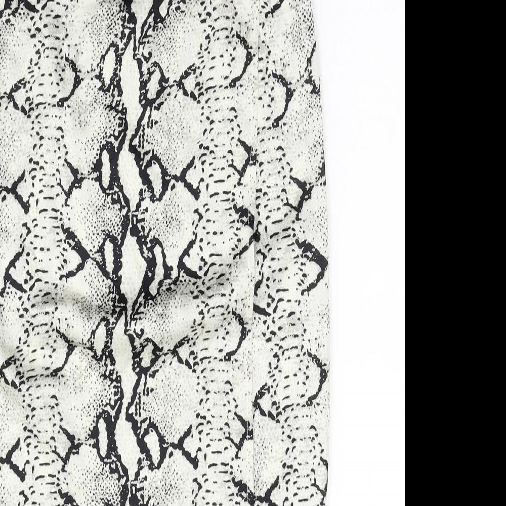 PRETTYLITTLETHING Womens Multicoloured Animal Print Viscose Wrap Skirt Size 6 Tie - Snake Pattern
