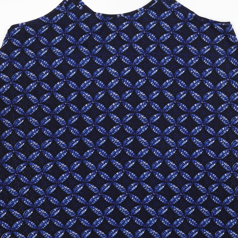 Blue Vidoff Womens Blue Geometric Polyester Tank Dress Size S V-Neck Pullover