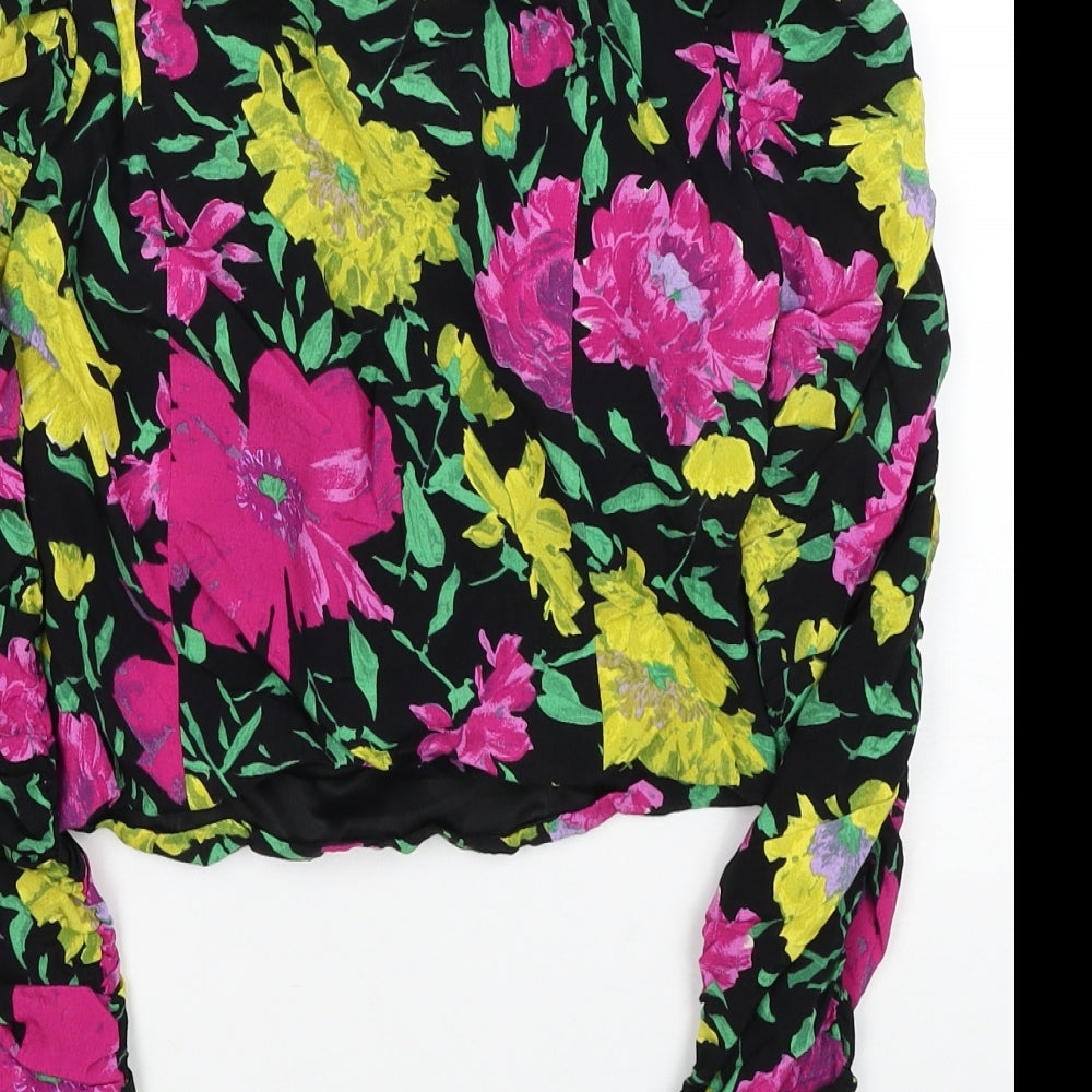 Womens UK Size S Zara Multicoloured Cropped Blouse