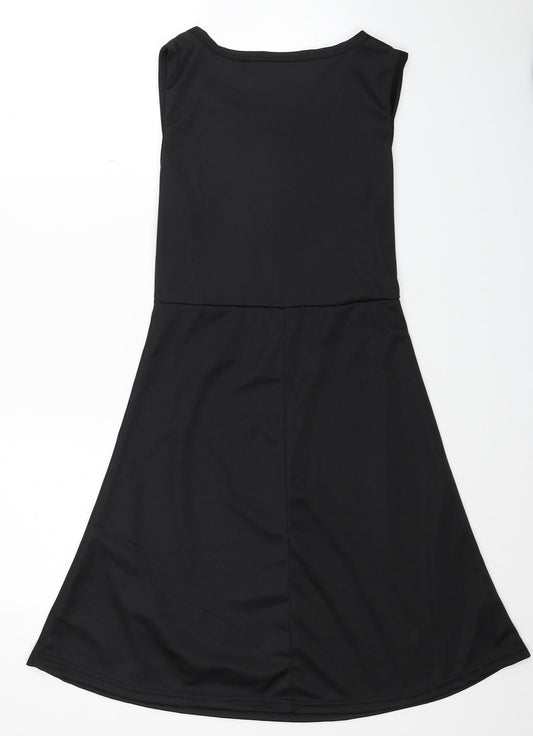 Preworn Womens Black Polyester Fit & Flare Size M Scoop Neck Pullover