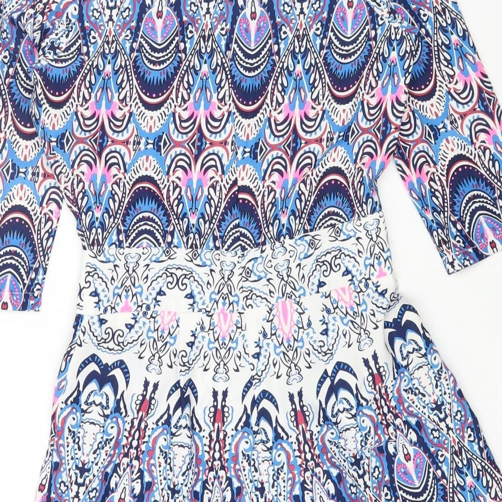 Boohoo Womens Multicoloured Geometric Polyester Playsuit One-Piece Size 6 Zip