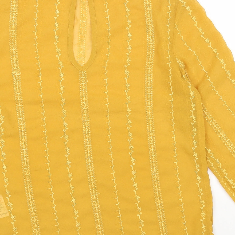 Womens UK Size 6 Topshop Yellow Basic Blouse