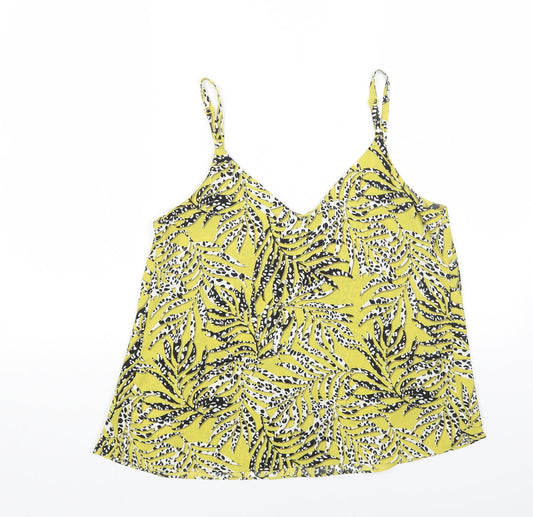 George Womens Yellow Geometric Polyester Camisole Tank Size 10 V-Neck