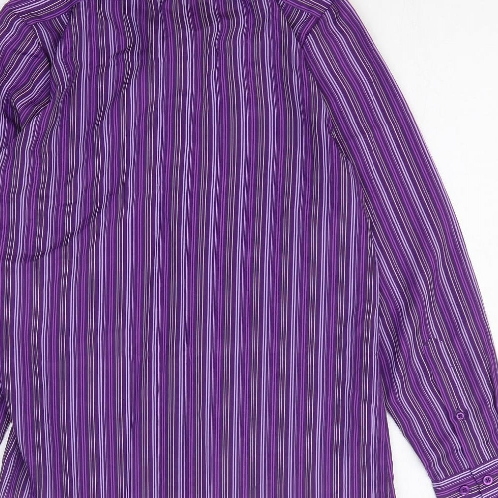 Incorporate Wear Womens Purple Striped 100% Cotton Basic Button-Up Size 8 Mock Neck