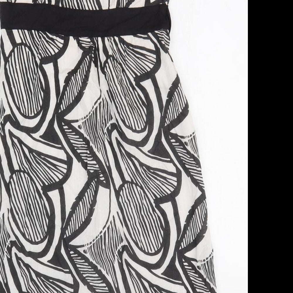 Vanilla Sands Womens Black Geometric 100% Cotton Tank Dress Size 10 Off the Shoulder Pullover
