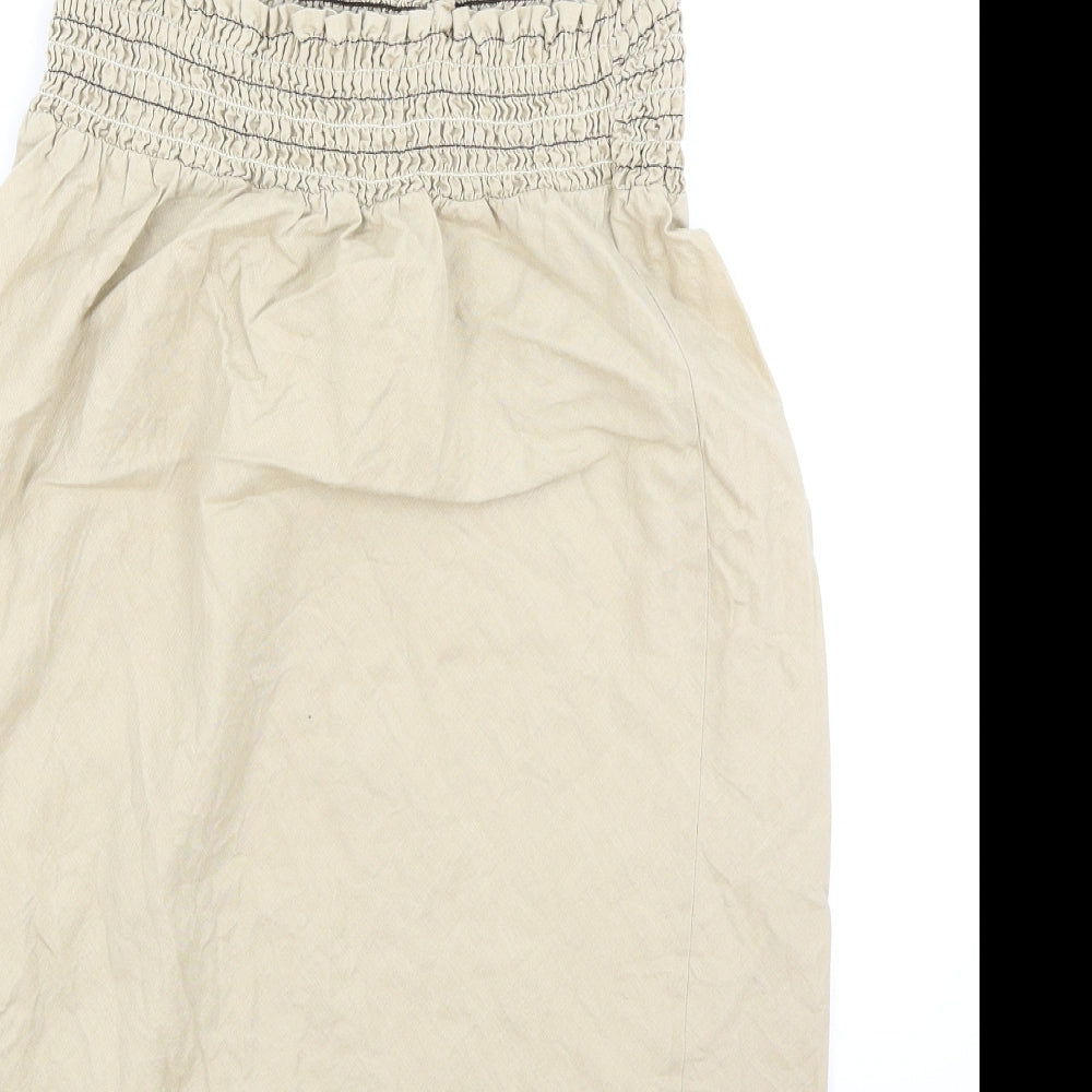 Old Navy Womens Brown Linen Tank Dress Size M Off the Shoulder Pullover