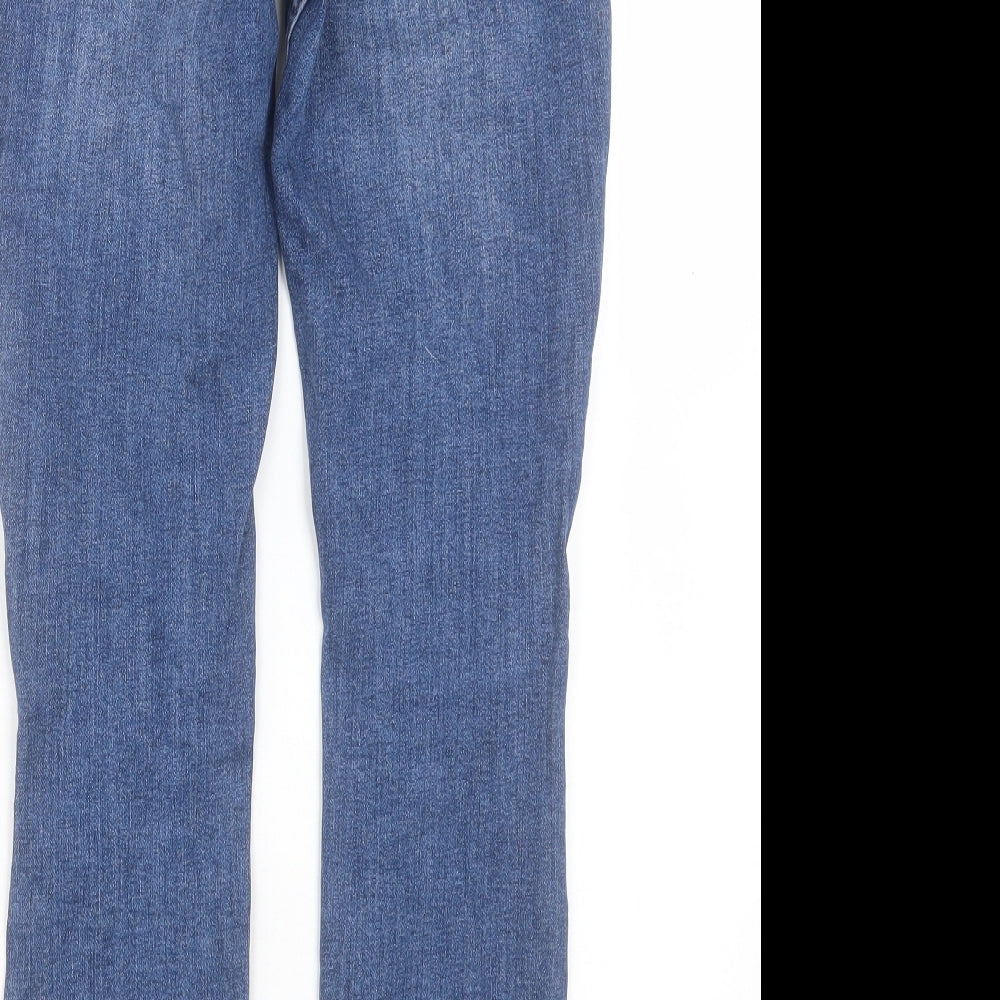 Zara Womens Blue Cotton Skinny Jeans Size 8 L26 in Regular Button