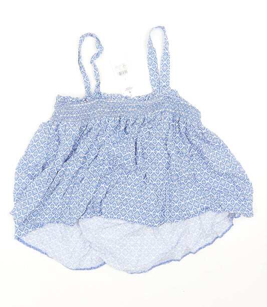 George Womens Blue Geometric Viscose Camisole Tank Size 8 Square Neck