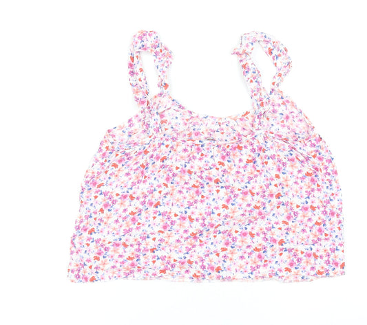 George Womens Multicoloured Floral Viscose Cropped Tank Size 10 Scoop Neck