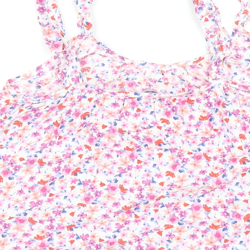 George Womens Multicoloured Floral Viscose Cropped Tank Size 10 Scoop Neck