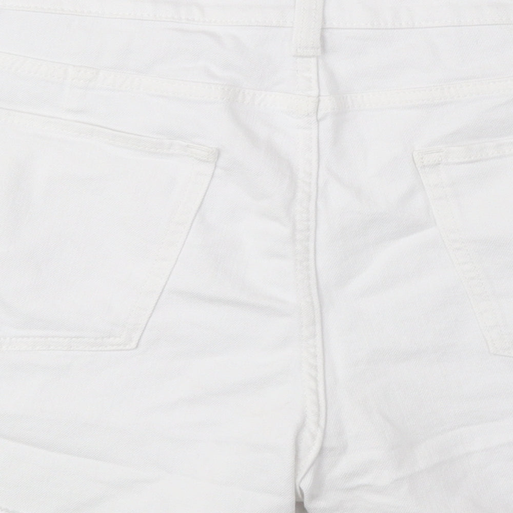 Marks and Spencer Womens White Cotton Mom Shorts Size 22 L3 in Regular Button