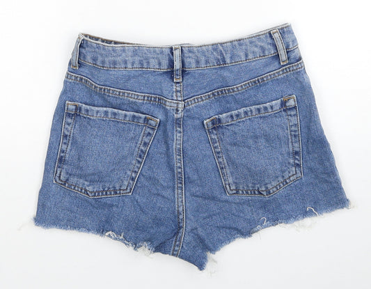 Topshop Womens Blue Cotton Hot Pants Shorts Size 8 L3 in Regular Zip