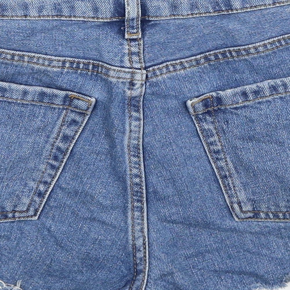 Topshop Womens Blue Cotton Hot Pants Shorts Size 8 L3 in Regular Zip
