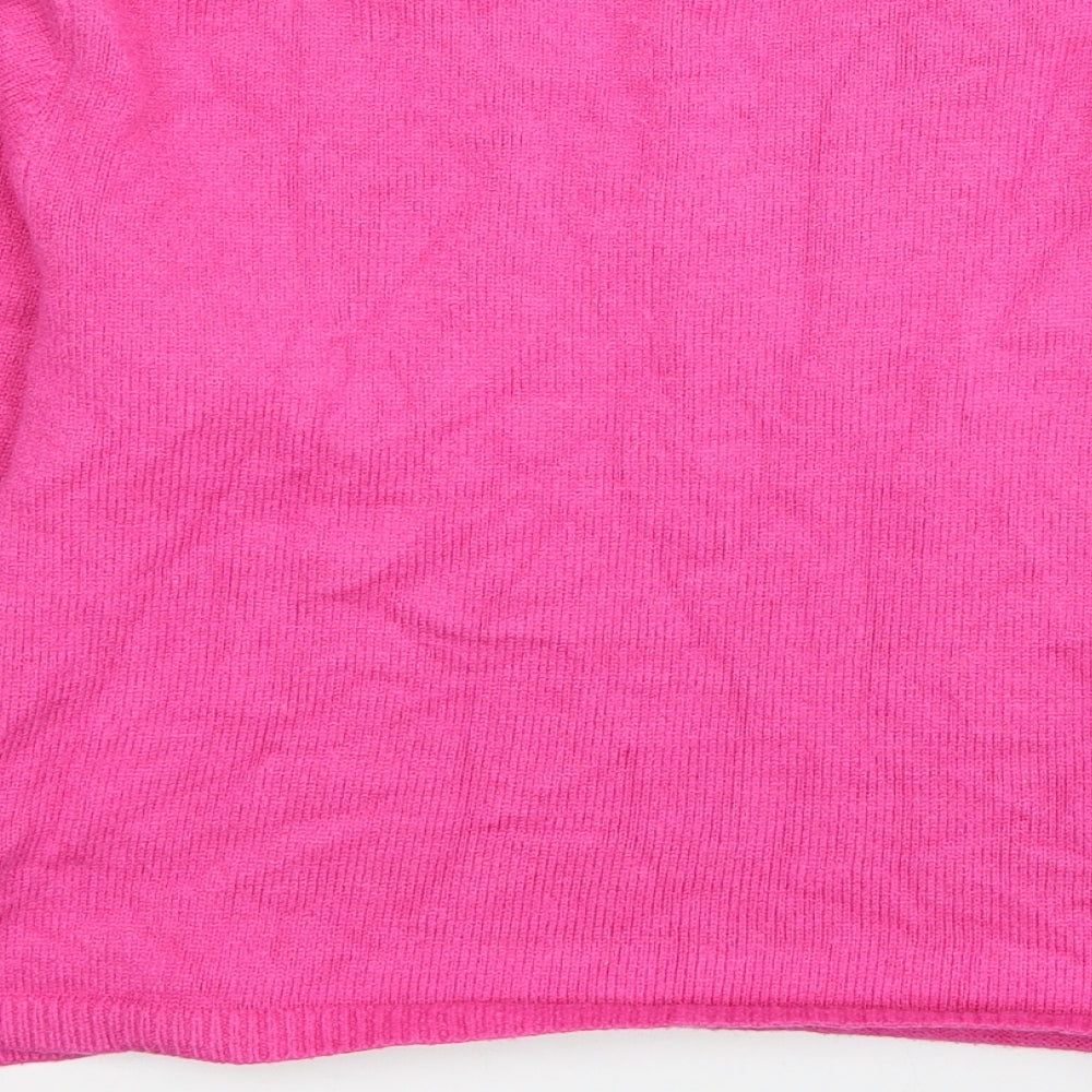 SheIn Womens Pink Round Neck Argyle/Diamond Polyester Pullover Jumper One Size