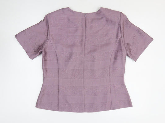 Womens UK Size 14 Country Casuals Purple Basic T-Shirt