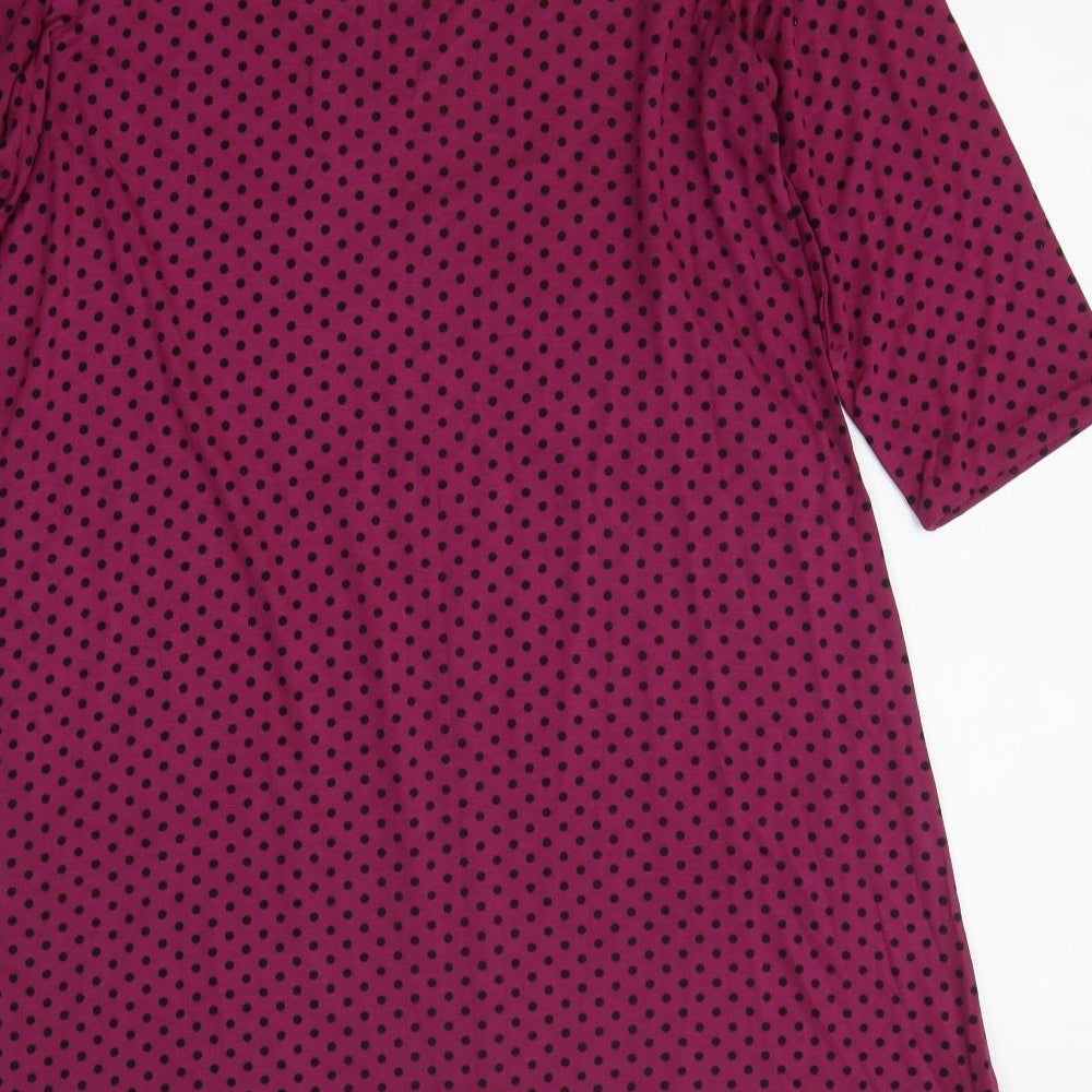 George Womens Purple Polka Dot Polyester T-Shirt Dress Size M Crew Neck