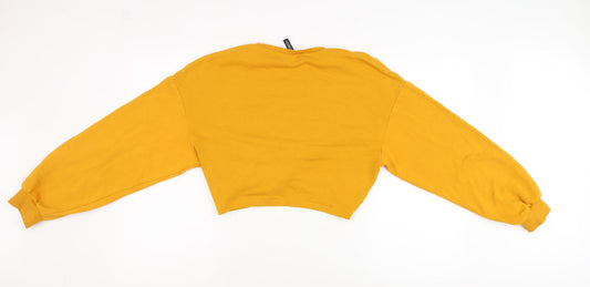 Womens UK Size M Divided Yellow Cropped T-Shirt