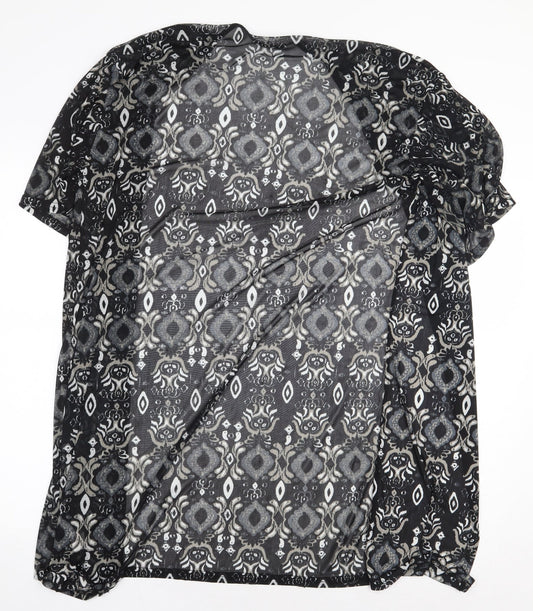 Atmosphere Womens Black Geometric Polyester Kimono Blouse Size XS V-Neck