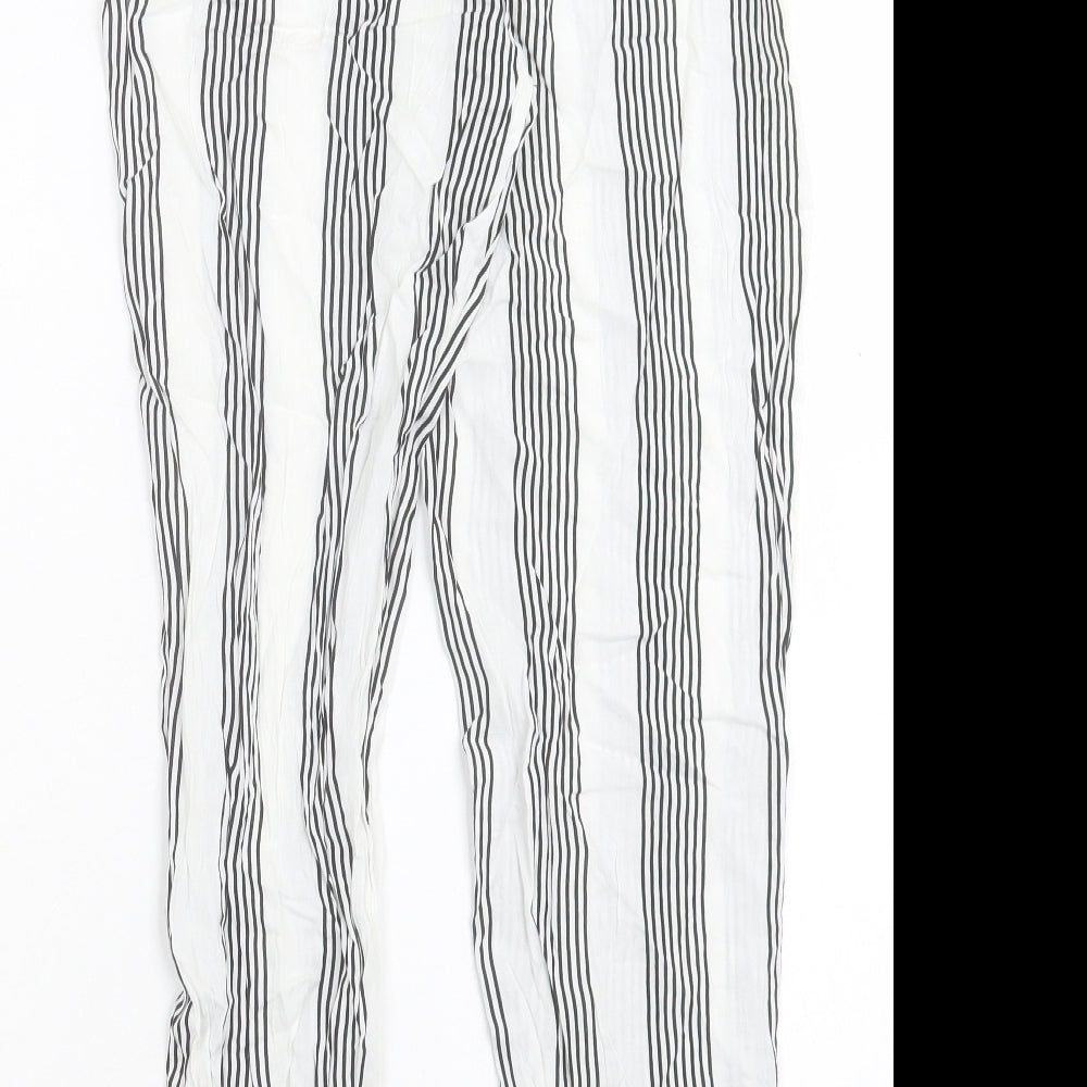SheIn Womens White Striped Viscose Trousers Size S L26 in Regular Tie