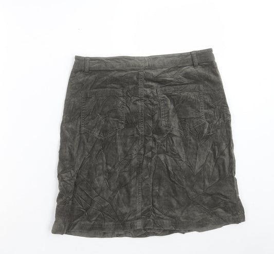 John Lewis Womens Green Cotton Mini Skirt Size 10 Button