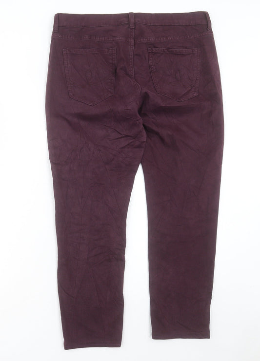 Debenhams Womens Purple Cotton Tapered Jeans Size 12 L26 in Regular Button