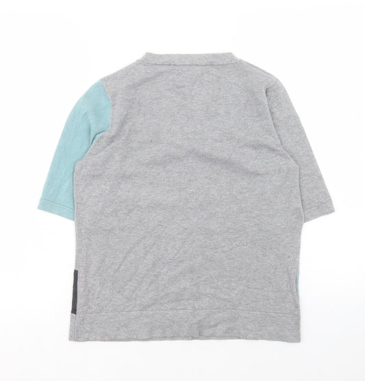 CC Womens Grey Colourblock Viscose Basic Blouse Size M Square Neck