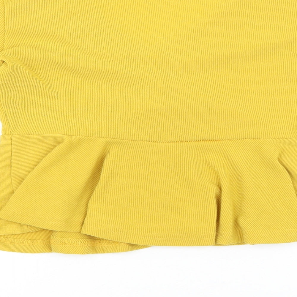 SheIn Womens Yellow Cotton Basic Blouse Size S V-Neck