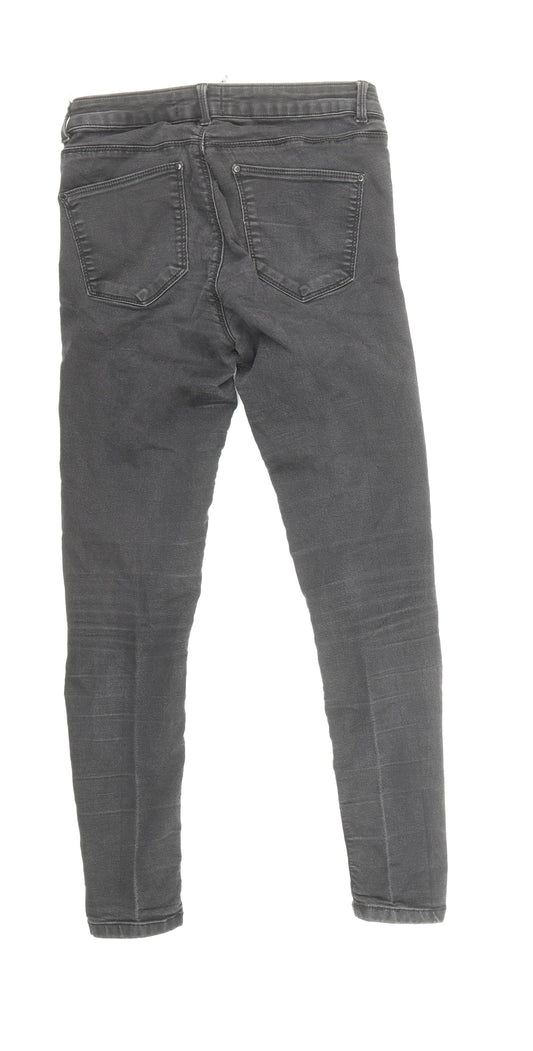 Miss Selfridge Womens Black Cotton Skinny Jeans Size 10 L27 in Regular Zip