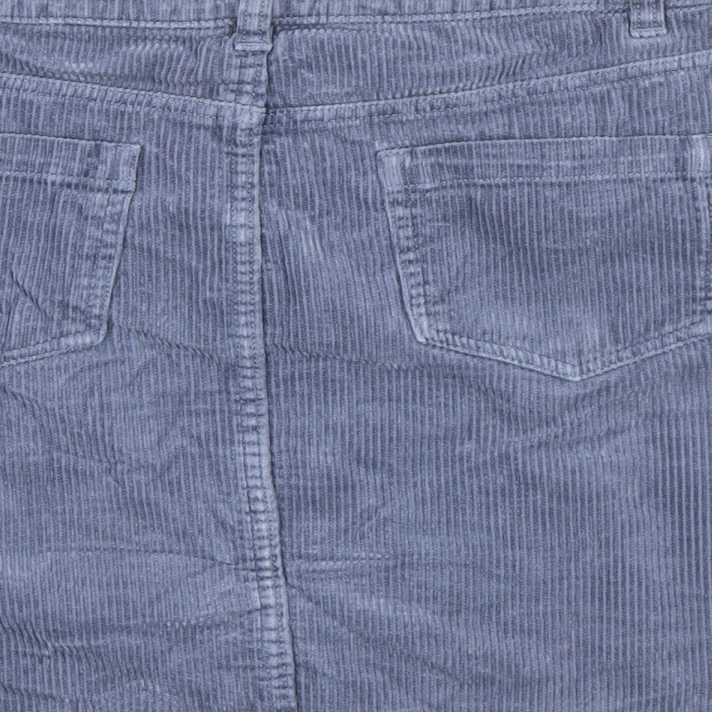 TU Womens Blue Cotton A-Line Skirt Size 10 Button
