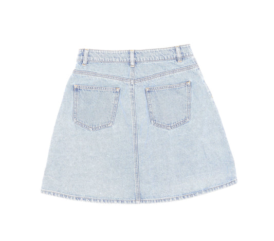 Noisy may Womens Blue Cotton A-Line Skirt Size S Button