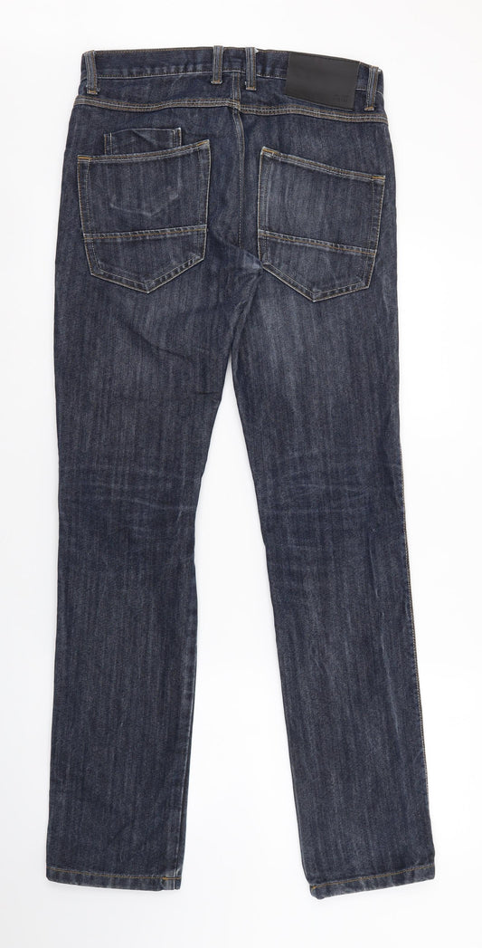 D.Co Certified Mens Blue Cotton Straight Jeans Size 28 in L32 in Slim Button