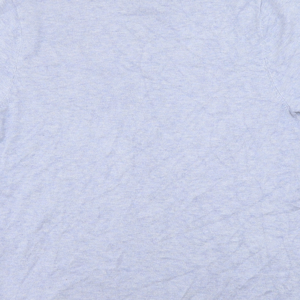 New Look Mens Blue Viscose Polo Size M Collared Button