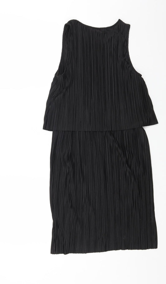 H&M Womens Black Polyester Shift Size S Round Neck Pullover
