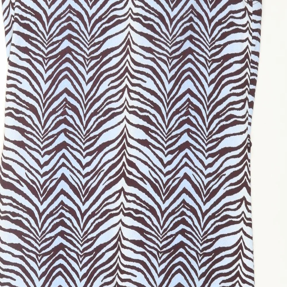 Primark Womens Multicoloured Animal Print Polyester Slip Dress Size 44 Collared Button - Tiger Print