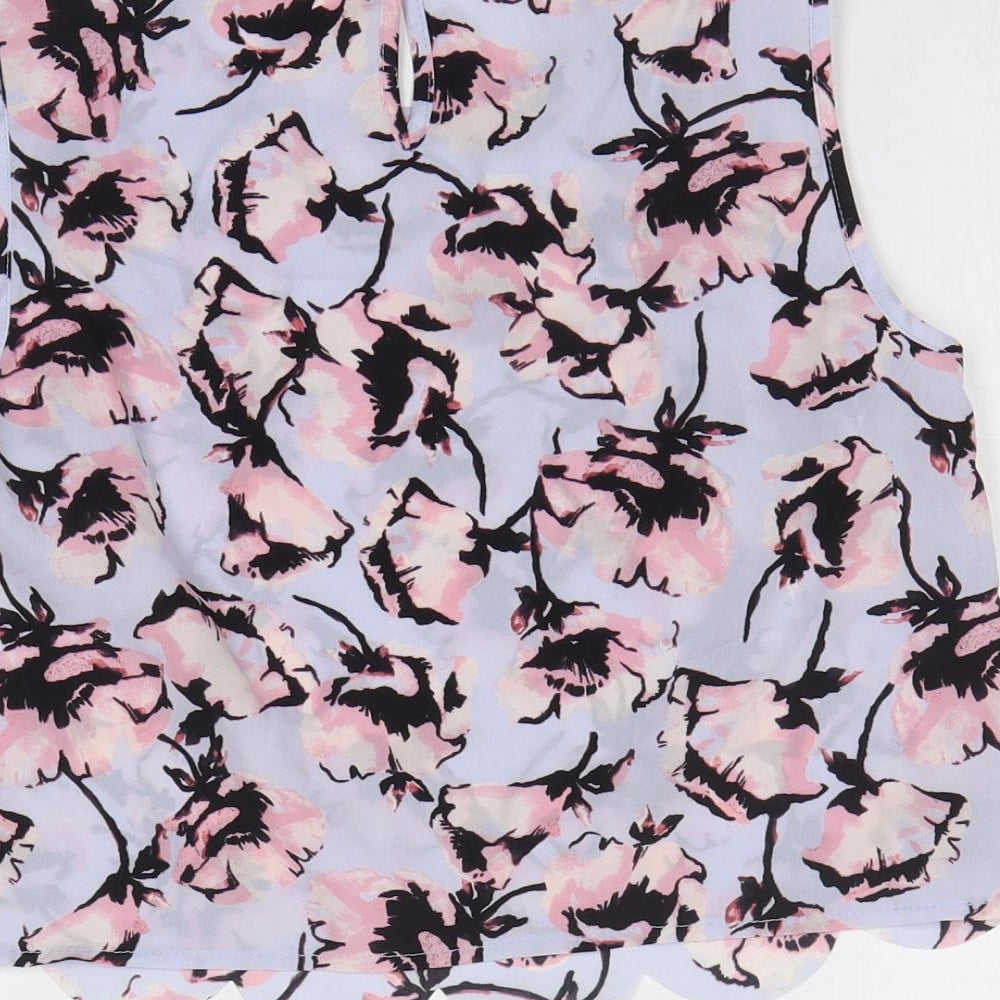 Miss Selfridge Womens Multicoloured Floral Polyester Basic Blouse Size 10 Round Neck