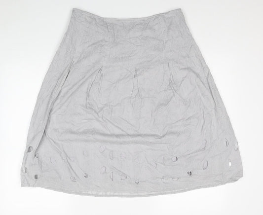 Per Una Womens Grey Cotton A-Line Skirt Size 14 Zip
