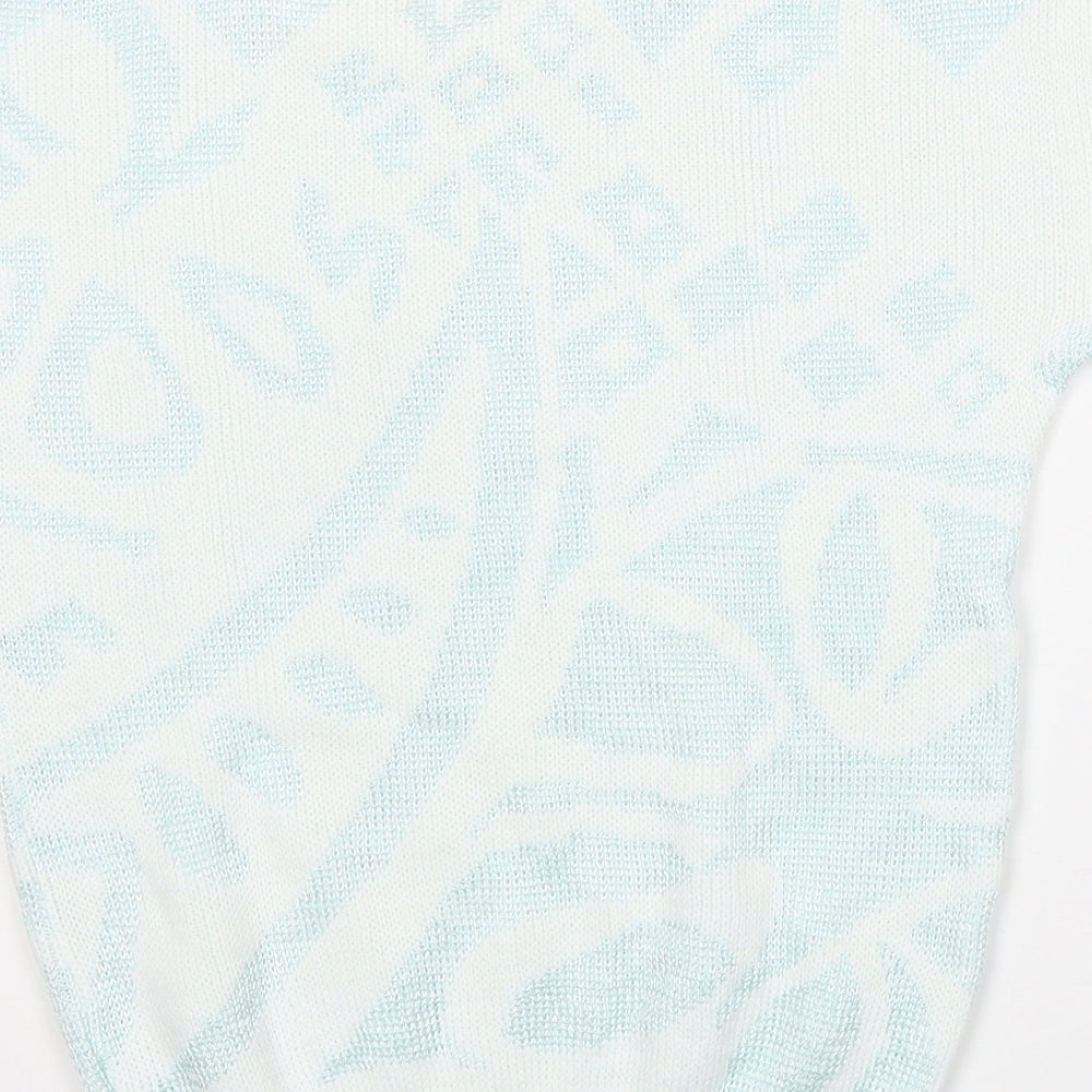 Littlewoods Womens White Round Neck Geometric Acrylic Pullover Jumper Size 10