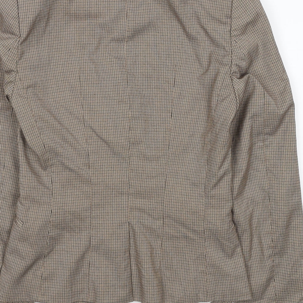 H&M Womens Beige Plaid Polyester Jacket Blazer Size 4